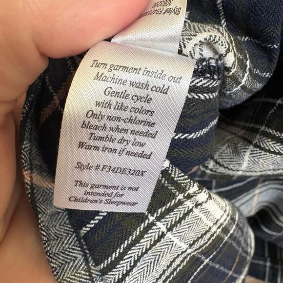 Edgehill Collection Navy White Plaid Long Sleeve Dress Ruffle Scoop Neck Collar - Picture 6 of 7